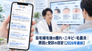 自毛植毛後の腫れ・ニキビ・毛嚢炎｜原因と受診の目安【2026年最新】