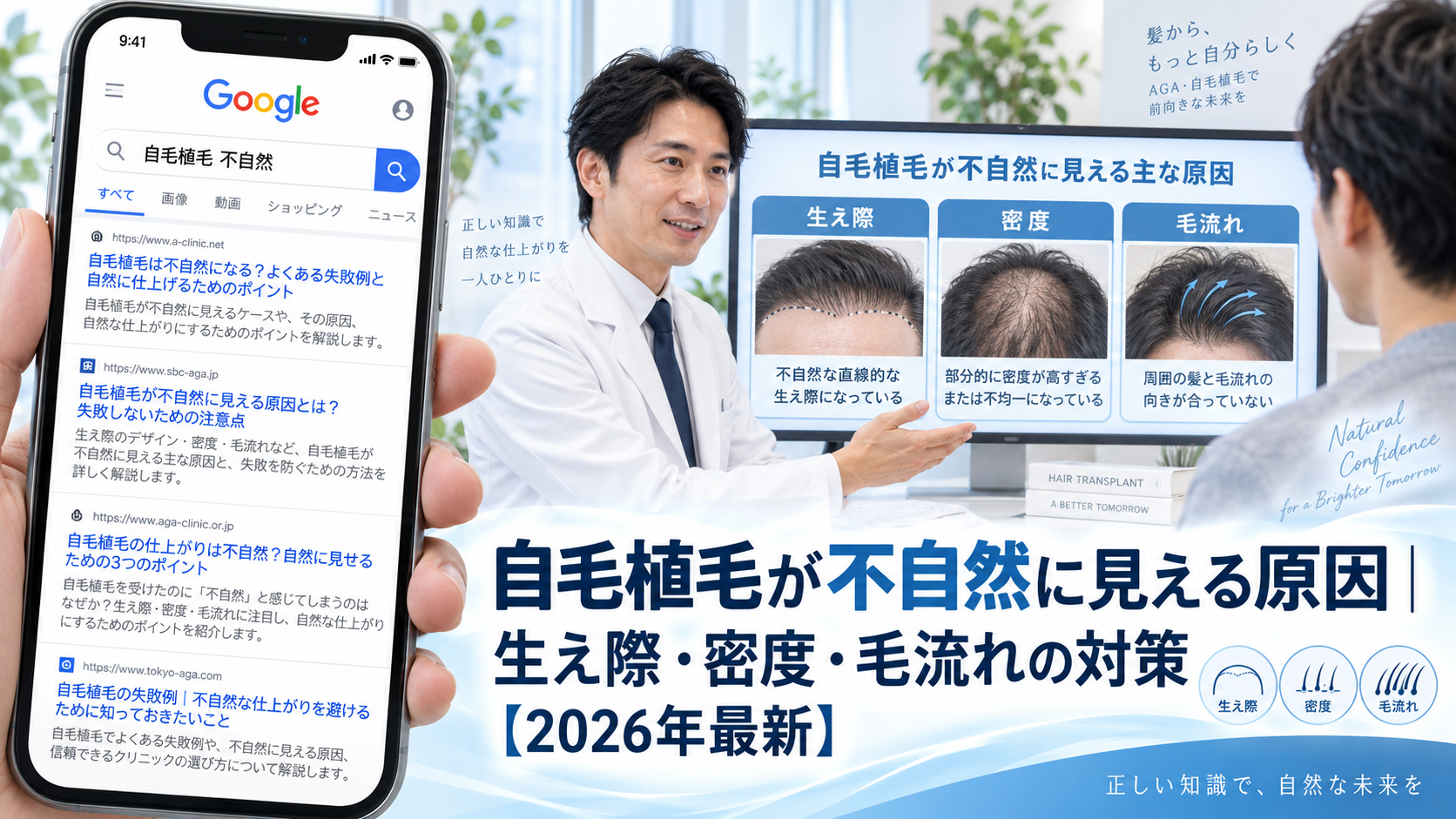 自毛植毛が不自然に見える原因｜生え際・密度・毛流れの対策【2026年最新】