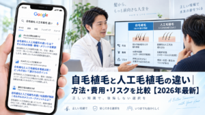 自毛植毛と人工毛植毛の違い|方法・費用・リスクを比較【2026年最新】