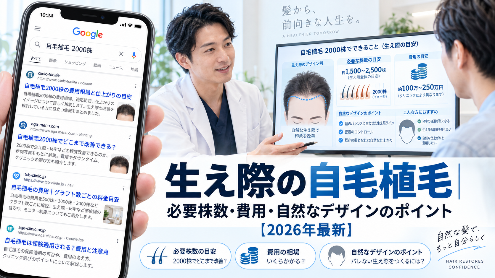 生え際の自毛植毛|必要株数・費用・自然なデザインのポイント【2026年最新】