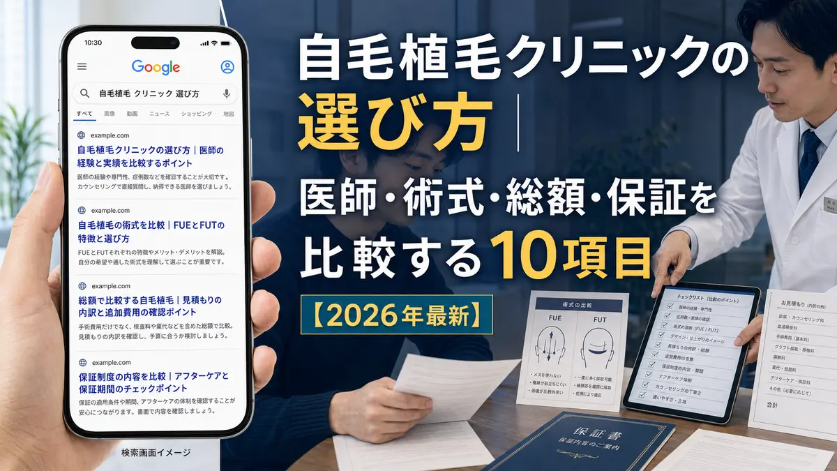 自毛植毛クリニックの選び方|医師・術式・総額・保証を比較する10項目【2026年最新】