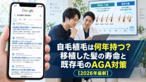 自毛植毛は何年持つ?移植した髪の寿命と既存毛のAGA対策【2026年最新】